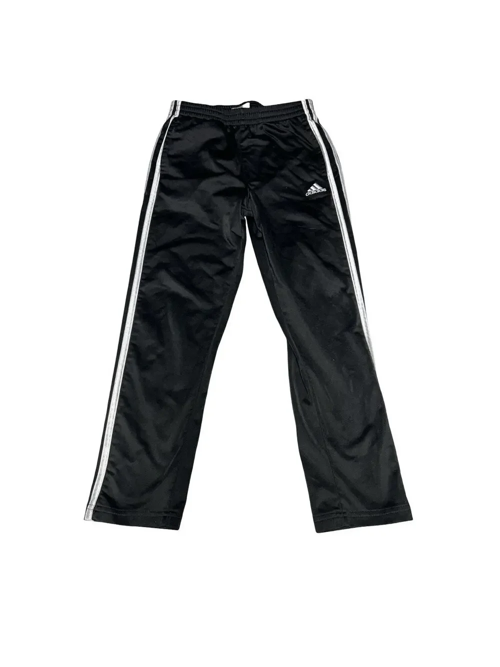 Adidas Kids Black 3 Stripe Track Pants Size 7 Athletic Soccer Joggers Youth 78
